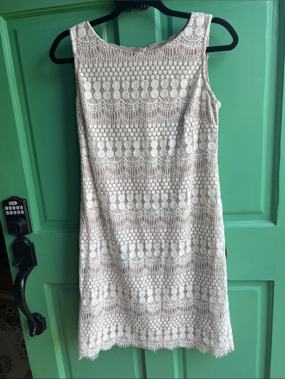 J Howard boho short shift Cream Lace Mini size 6